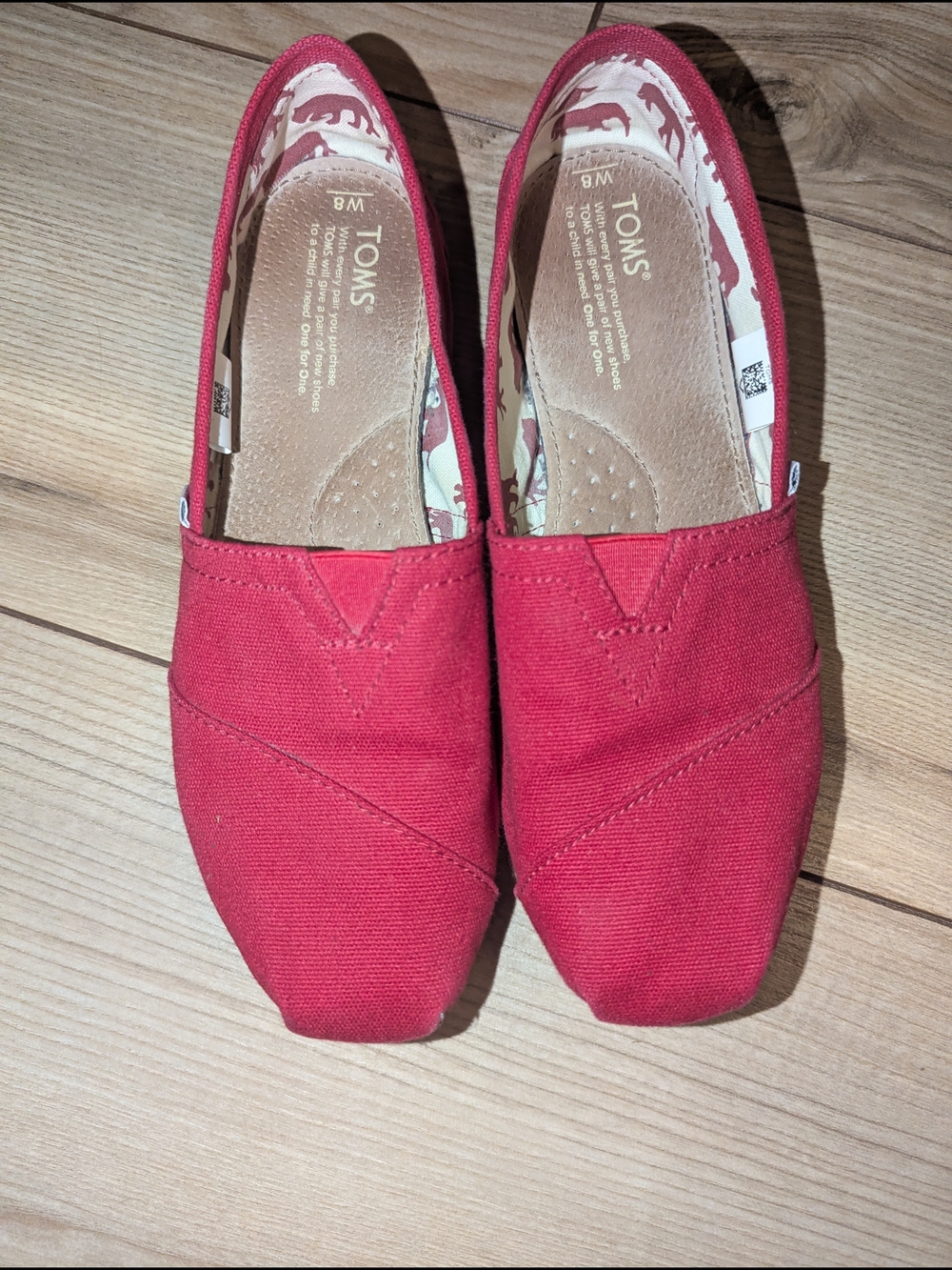TOMS Women's Classic Canvas Slip-On Shoes - Red
